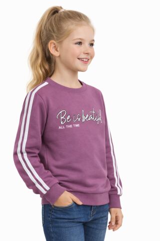 Kız Çocuk Kol Şeritli Sweatshirt BGL-ST05269 G.KURUSU - 9 YAŞ