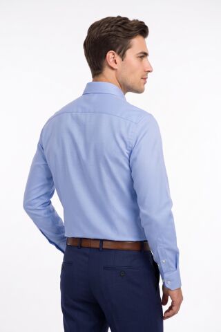 Erkek Slim Fitt Uzun Kol Armürlü Likralı Gömlek 2455 BGL-ST05602 MAVİ - XL