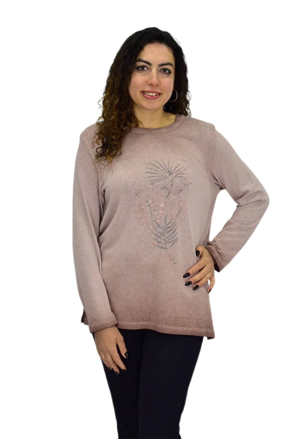 Kadın Pamuk İtalyan Kazak 4549 BGL-ST04093 PUDRA - XL