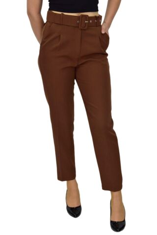 Kadın Büyük Beden Kemerli Pantolon BGL-ST03691 TAŞ - 44