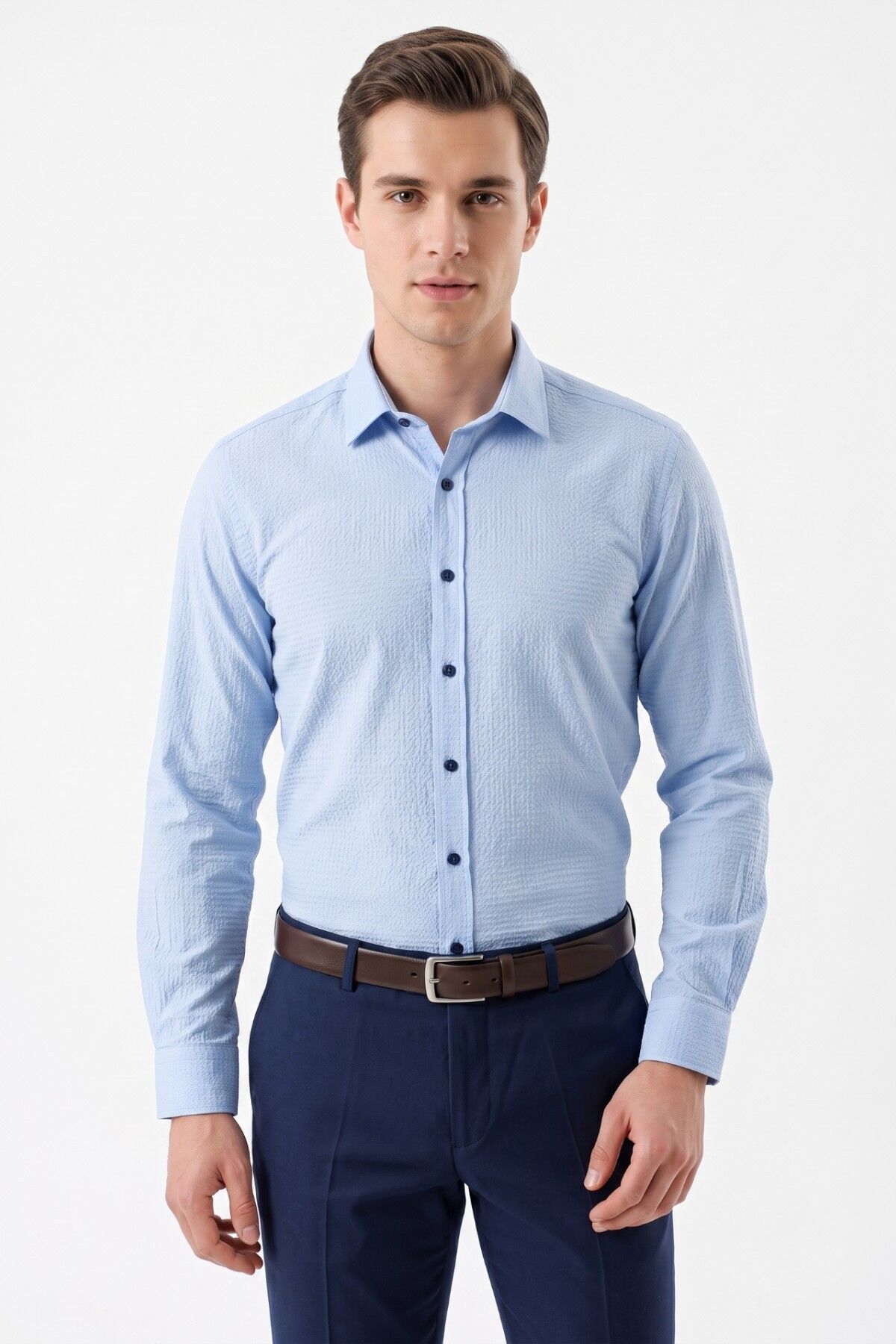 Erkek Slim Fitt Uzun Kol % 100 Pamuk Gömlek 2429 BGL-ST05603