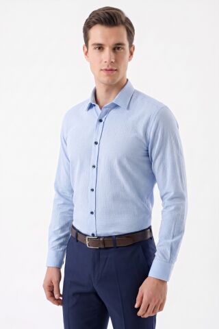 Erkek Slim Fitt Uzun Kol % 100 Pamuk Gömlek 2429 BGL-ST05603 GRİ - L