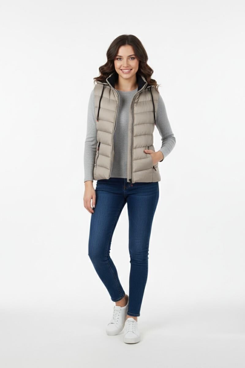 Kadın Kapüşonlu Spor Yelek 5000 BGL-ST04894 TAŞ - 2XL