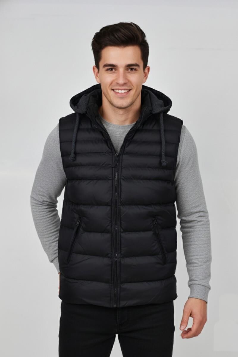 Erkek Kapüşonlu Spor Yelek 4300 BGL-ST04895