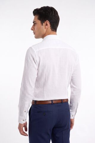 Erkek Slim Fitt Uzun Kol % 100 Pamuk Gömlek 2429 BGL-ST05603 BEYAZ - M