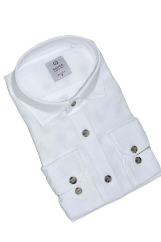 Erkek Slim Fitt Uzun Kol % 100 Pamuk Gömlek 2429 BGL-ST05603 BEYAZ - M