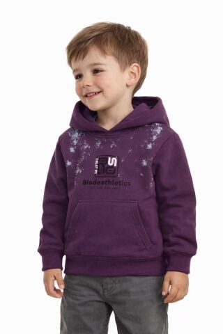 Erkek Çocuk Önü Arkası Baskılı Kapüşonlu Sweatshirt BGL-ST05246