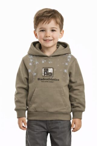 Erkek Çocuk Önü Arkası Baskılı Kapüşonlu Sweatshirt BGL-ST05246