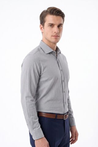 Erkek Slim Fitt Uzun Kol % 100 Pamuk Gömlek 2429 BGL-ST05603 GRİ - M