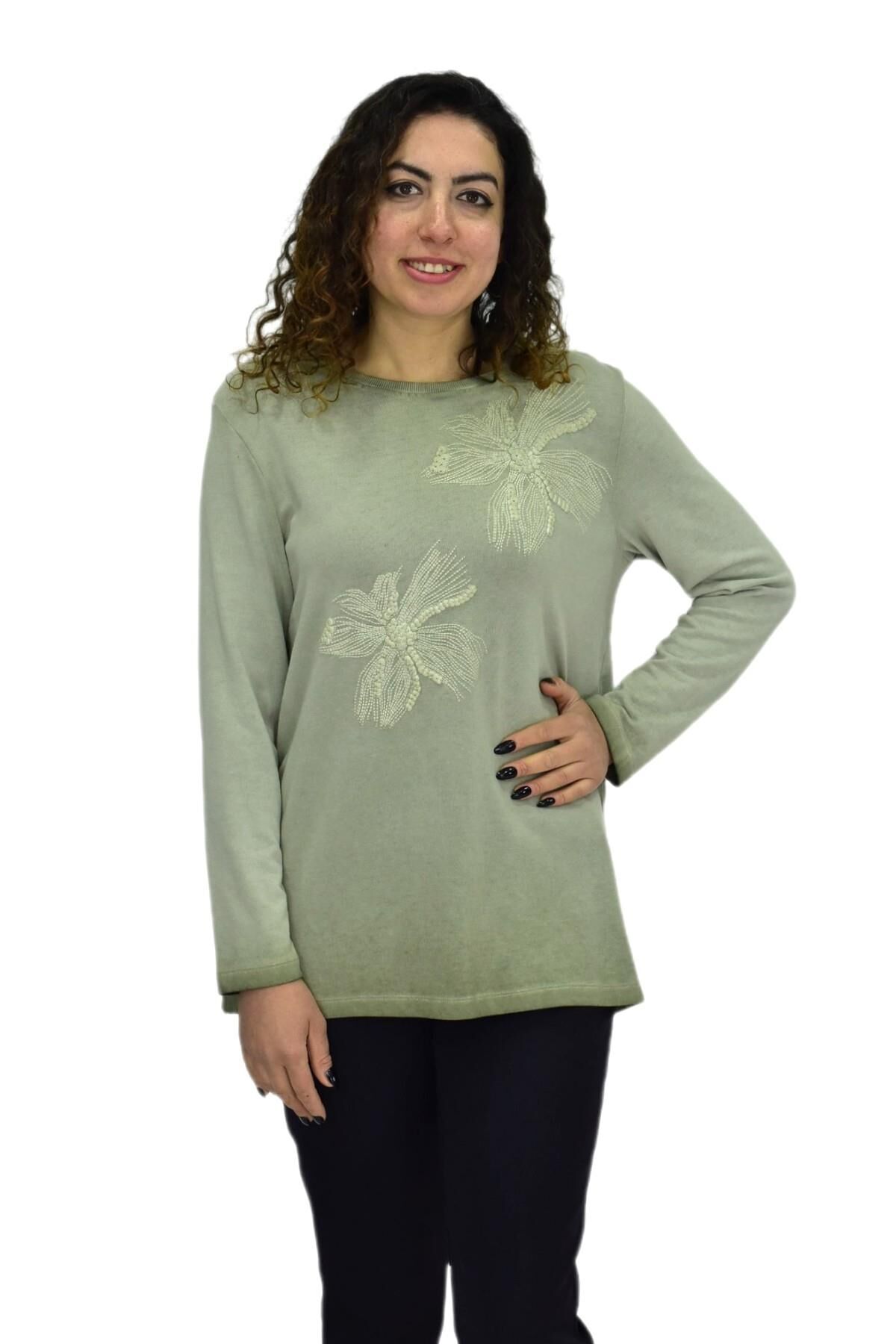Kadın Pamuk İtalyan Kazak 4547 BGL-ST04094 ELMA - XL