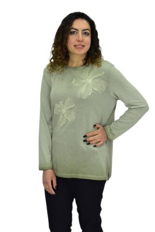 Kadın Pamuk İtalyan Kazak 4547 BGL-ST04094 ELMA - XL
