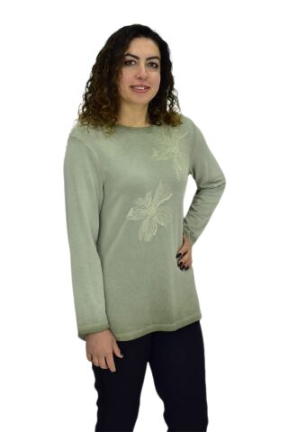 Kadın Pamuk İtalyan Kazak 4547 BGL-ST04094 ELMA - XL