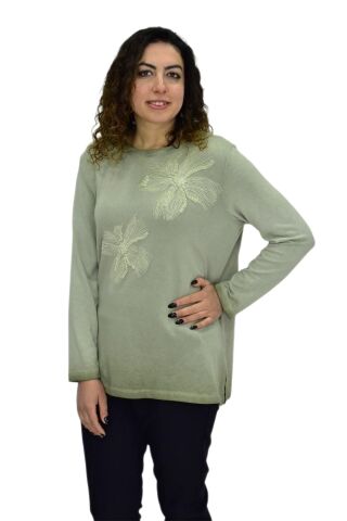 Kadın Pamuk İtalyan Kazak 4547 BGL-ST04094 ELMA - XL