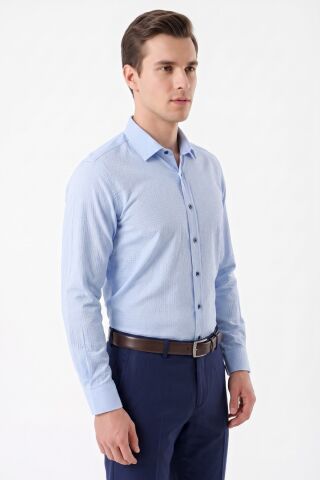 Erkek Slim Fitt Uzun Kol % 100 Pamuk Gömlek 2429 BGL-ST05603 MAVİ - M