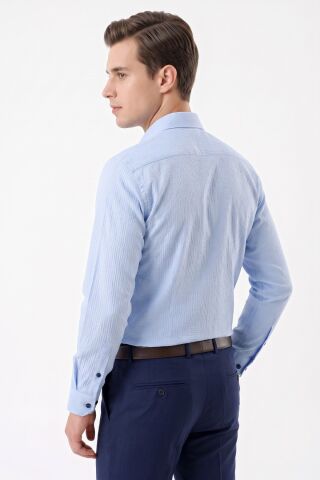 Erkek Slim Fitt Uzun Kol % 100 Pamuk Gömlek 2429 BGL-ST05603 MAVİ - M