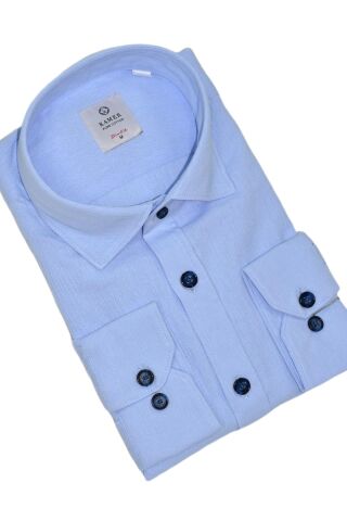 Erkek Slim Fitt Uzun Kol % 100 Pamuk Gömlek 2429 BGL-ST05603 MAVİ - M