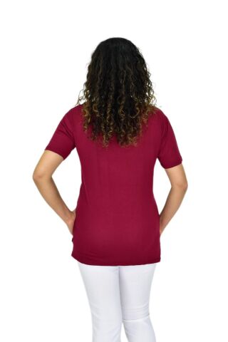 Kadın Yarım Kol Sıfıryaka Likralı Tişöt  BGL-ST04652 BORDO - S