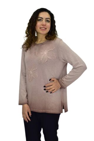 Kadın Pamuk İtalyan Kazak 4547 BGL-ST04094 PUDRA - XL