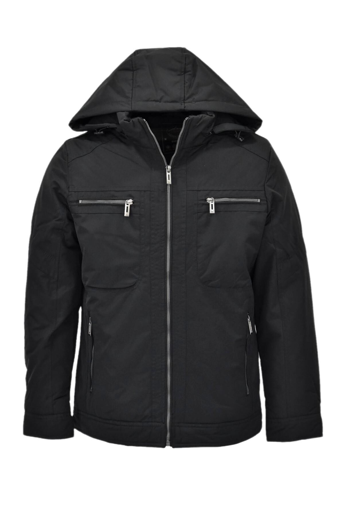 Erkek Kapüşonlu Spor Mont M3305 BGL-ST04004 SİYAH - 3XL