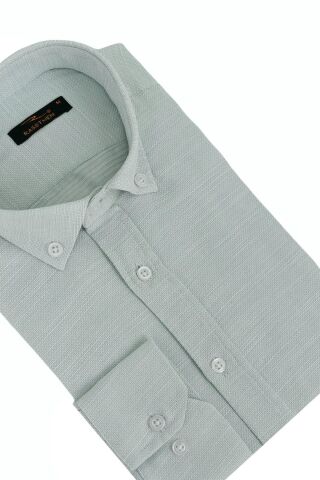 Erkek Silim Fit Petek Dokulu Gömlek BGL-ST02769 MİNT-YEŞİLİ - S