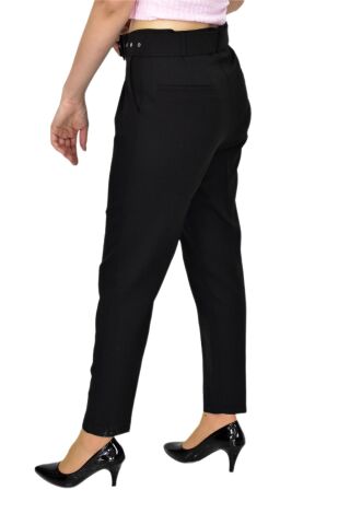 Kadın Büyük Beden Kemerli Pantolon BGL-ST03691 SİYAH - 50
