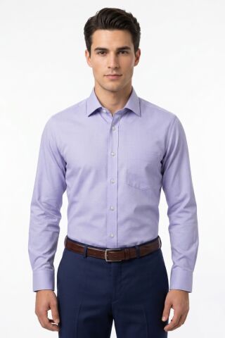 Erkek Klasik Tek Cepli Uzun Kol Gömlek 4018 BGL-ST05501 LİLA - XL