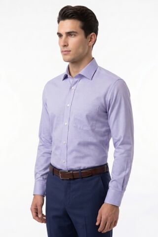 Erkek Klasik Tek Cepli Uzun Kol Gömlek 4018 BGL-ST05501 LİLA - XL
