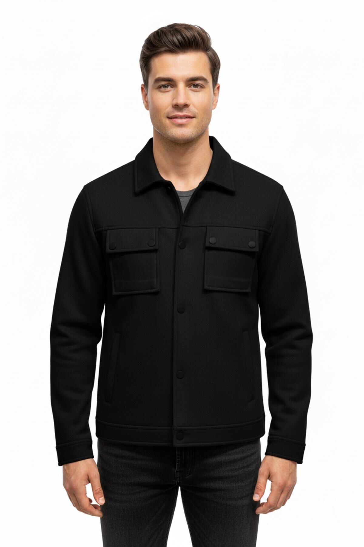 Erkek Siyah Silim Fit Mevsimlik Süet Spor Mont BGL-ST05016