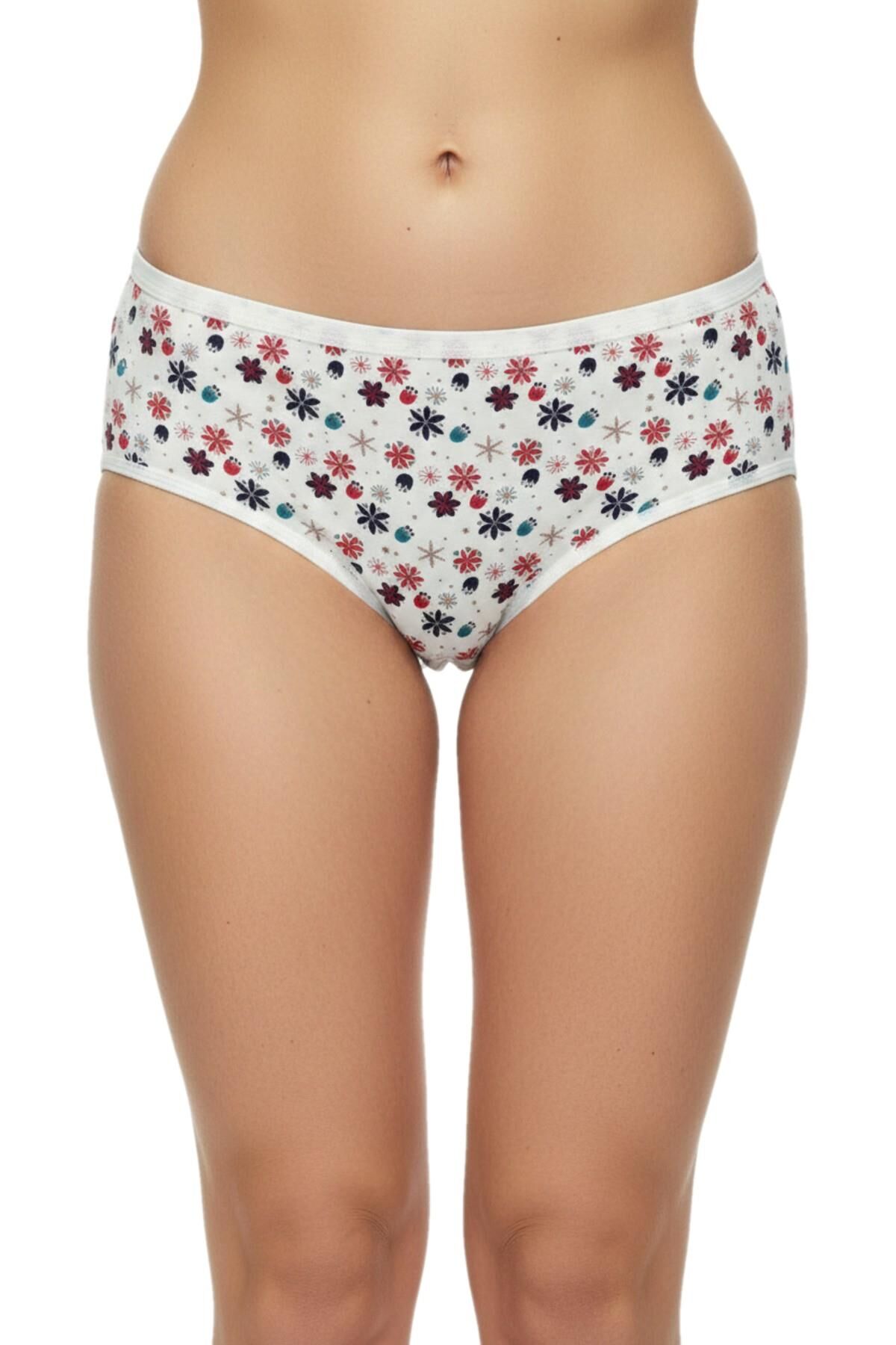 Kadın Baskılı Bato Külot BGL-ST04938 EKRU - XL