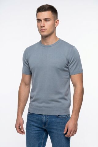 Erkek Triko Sıfıryaka Tişört BGL-ST05368 MAVİ - L