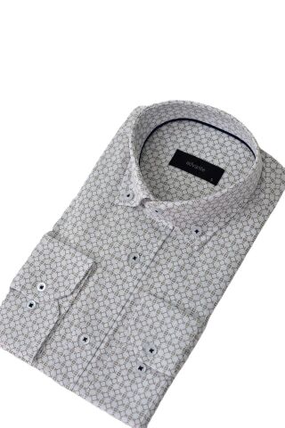 Erkek Uzunkol Piti Kareli Gömlek BGL-ST03798 BEJ - 2XL