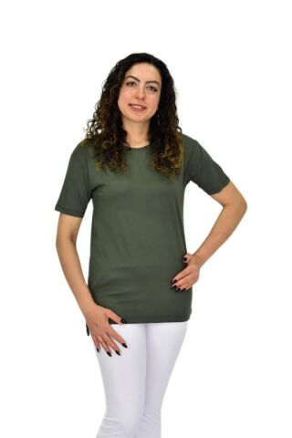 Kadın Yarım Kol Sıfıryaka Likralı Tişöt  BGL-ST04652 HAKİ - M