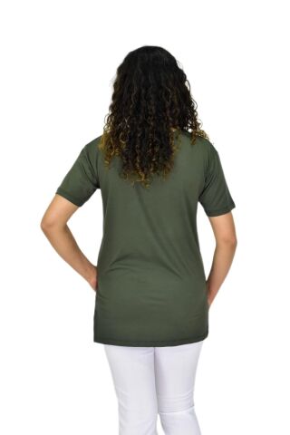 Kadın Yarım Kol Sıfıryaka Likralı Tişöt  BGL-ST04652 HAKİ - M