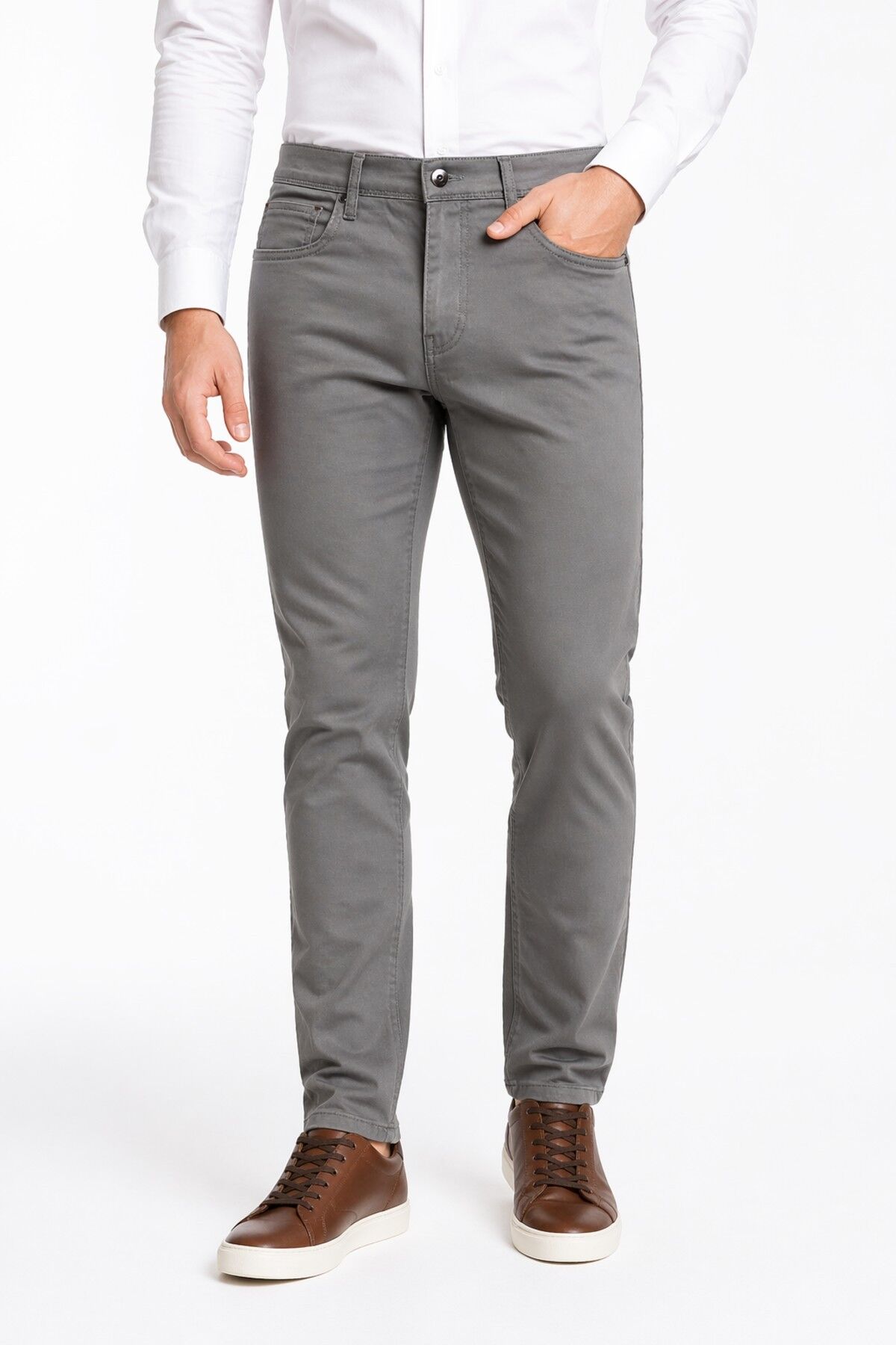 Erkek Regular Kalıp 5 Cep Kanvas Pantolon BGL-ST05360 GRİ - 38