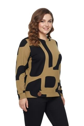 Kadın Sıfıryaka  Baskılı Bluz BGL-ST05111 A.KAHVE - M