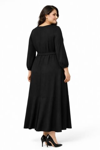 Kadın Bürümcük Uzun Kol Elbise BGL-ST03723 SİYAH - 38