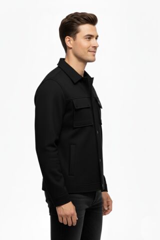 Erkek Siyah Silim Fit Mevsimlik Süet Spor Mont BGL-ST05016 SİYAH - 2XL