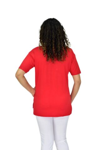 Kadın Yarım Kol Sıfıryaka Likralı Tişöt  BGL-ST04652 KIRMIZI - S