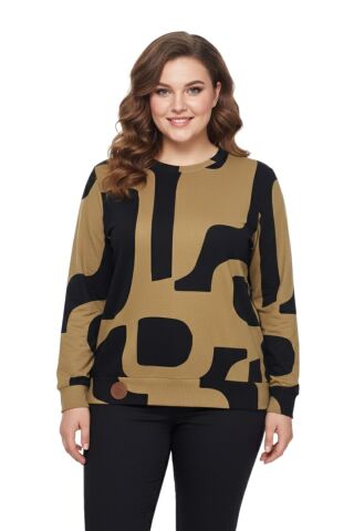 Kadın Sıfıryaka  Baskılı Bluz BGL-ST05111 A.KAHVE - 2XL