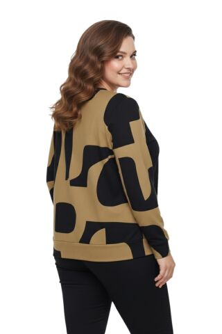 Kadın Sıfıryaka  Baskılı Bluz BGL-ST05111 A.KAHVE - 2XL