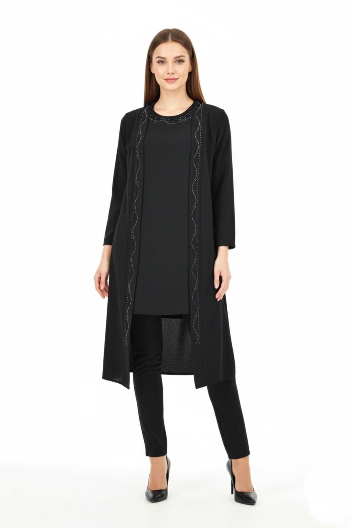 Kadın Taşlı 2 Li Kombin Elbise BGL-ST04712