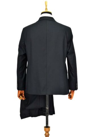 Erkek Lacivert Armürlü 4 Drop Çift Yırtmaçlı Takım Elbise BGL-ST04567