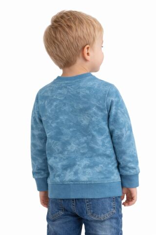 Erkek Çocuk Önü Baskılı Sweatshirt BGL-ST05244 AQUA MAVİ - 5 Yaş
