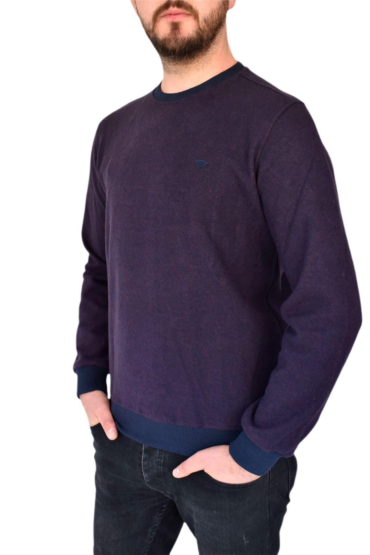 Erkek Büyük Beden Sıfır Yaka Sweat 6012 BT BGL-ST02308 BORDO - 5XL