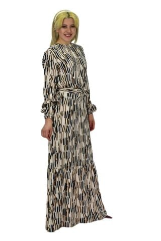 Kadın Empirme Çizğili Elbise BGL-ST03515