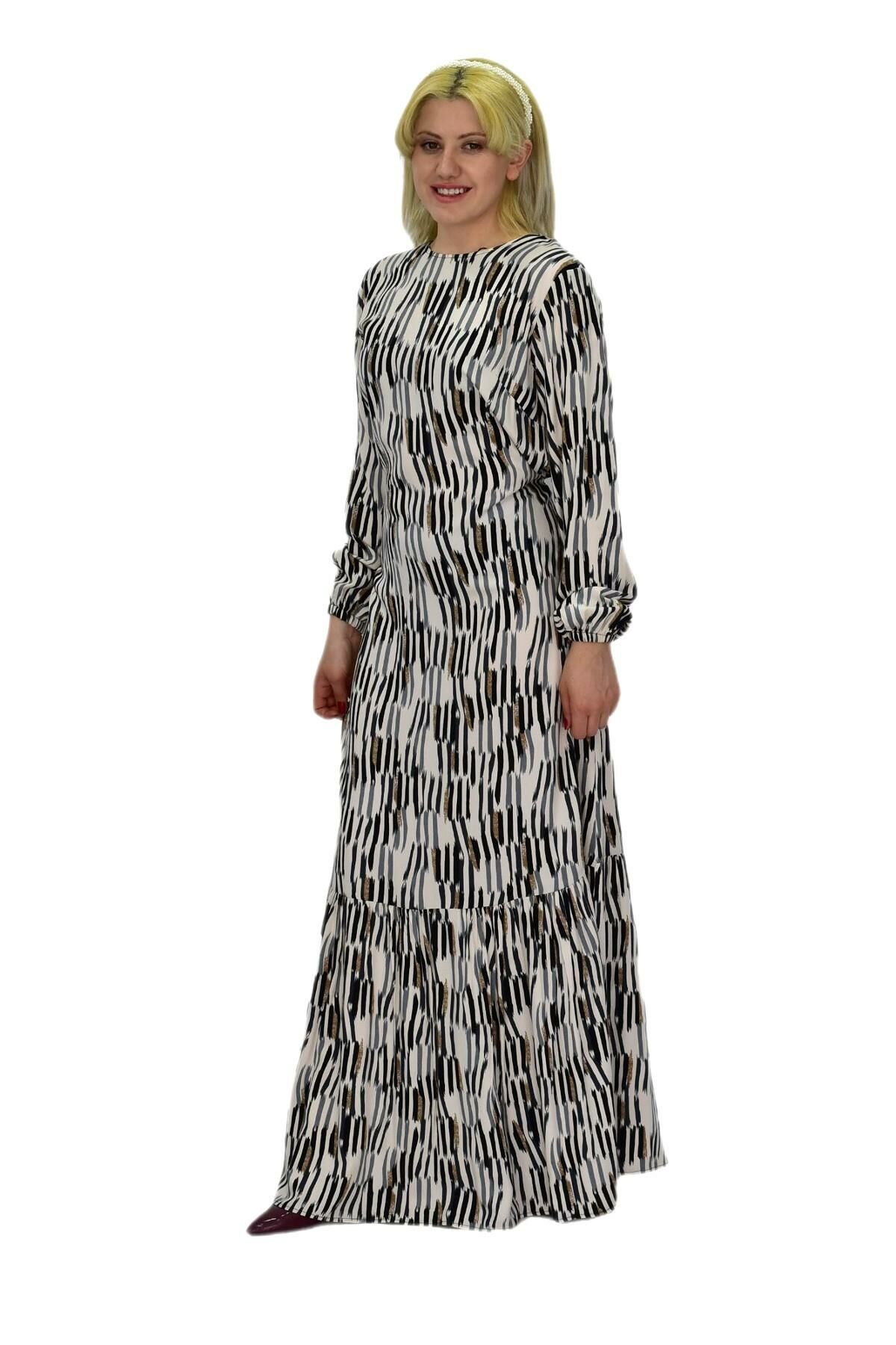 Kadın Empirme Çizğili Elbise BGL-ST03515