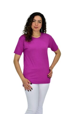 Kadın Yarım Kol Sıfıryaka Likralı Tişöt  BGL-ST04652 MOR - M