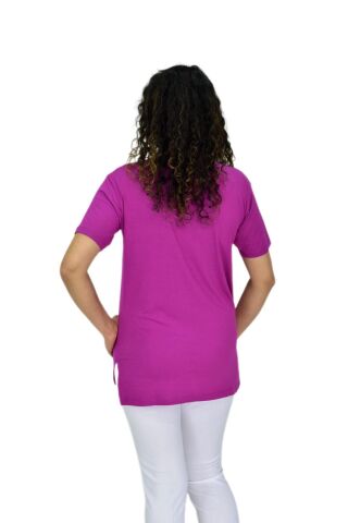 Kadın Yarım Kol Sıfıryaka Likralı Tişöt  BGL-ST04652 MOR - M
