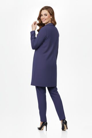 Kadın Taşlı Bluz Pantolon Tunik 3 Lü Takım BGL-ST04733 MAVİ - 40