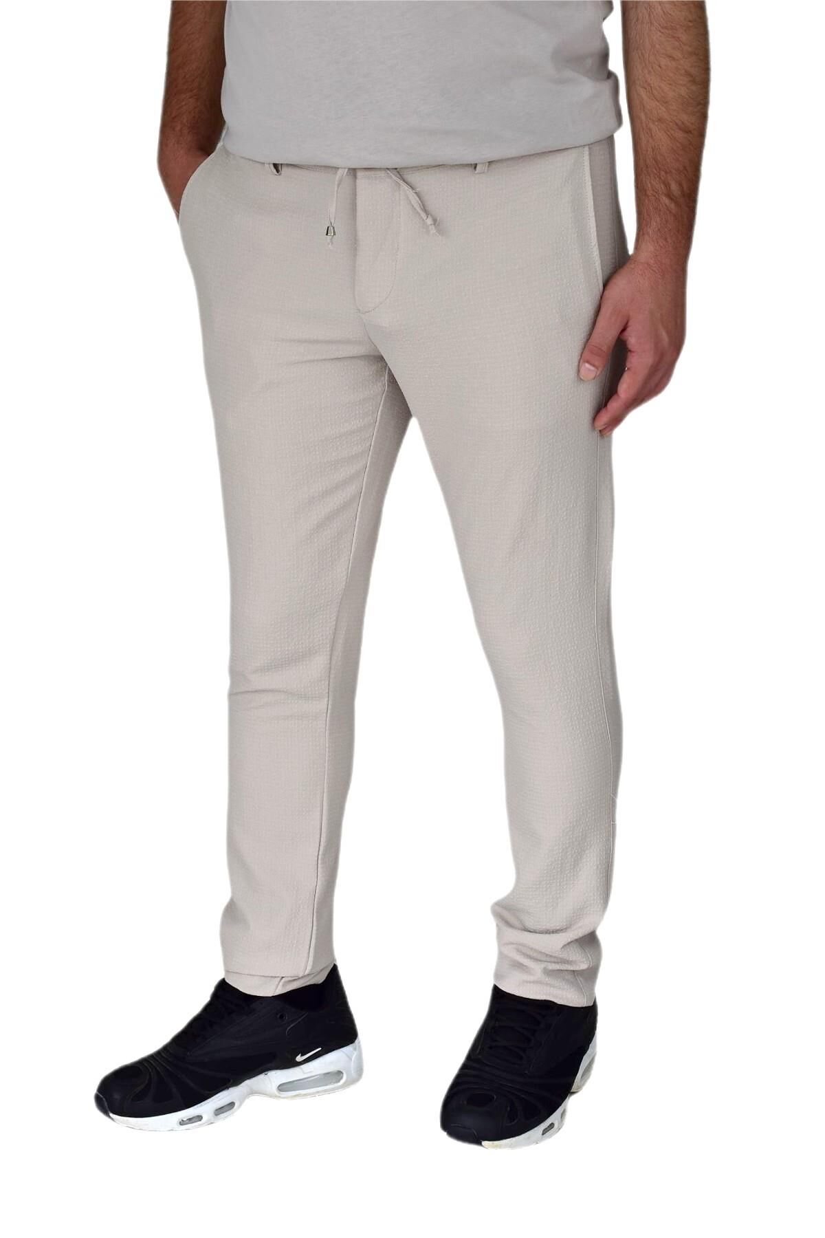 Erkek Gofre Jogger Lastikli Pantolon BGL-ST03797 BEJ - 46
